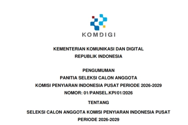 Komdigi Buka Lowongan Kerja Calon Anggota KPI Pusat Periode 2026–2029