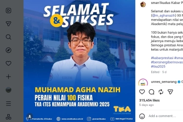 Belajar Mandiri Pakai AI, Siswa SMA Kudus Raih Nilai 100 Fisika di TKA