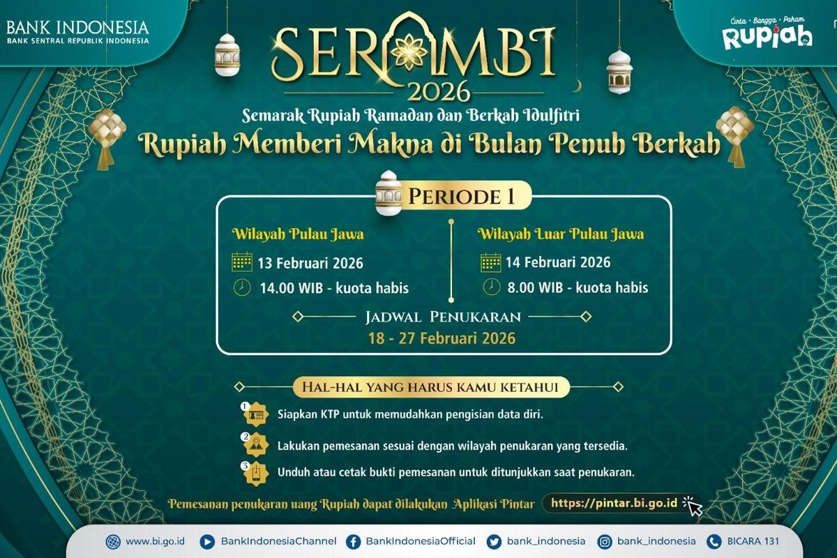 Link dan Cara Tukar Uang Baru Lebaran 2026 via Pintar BI, Buka Hari Ini