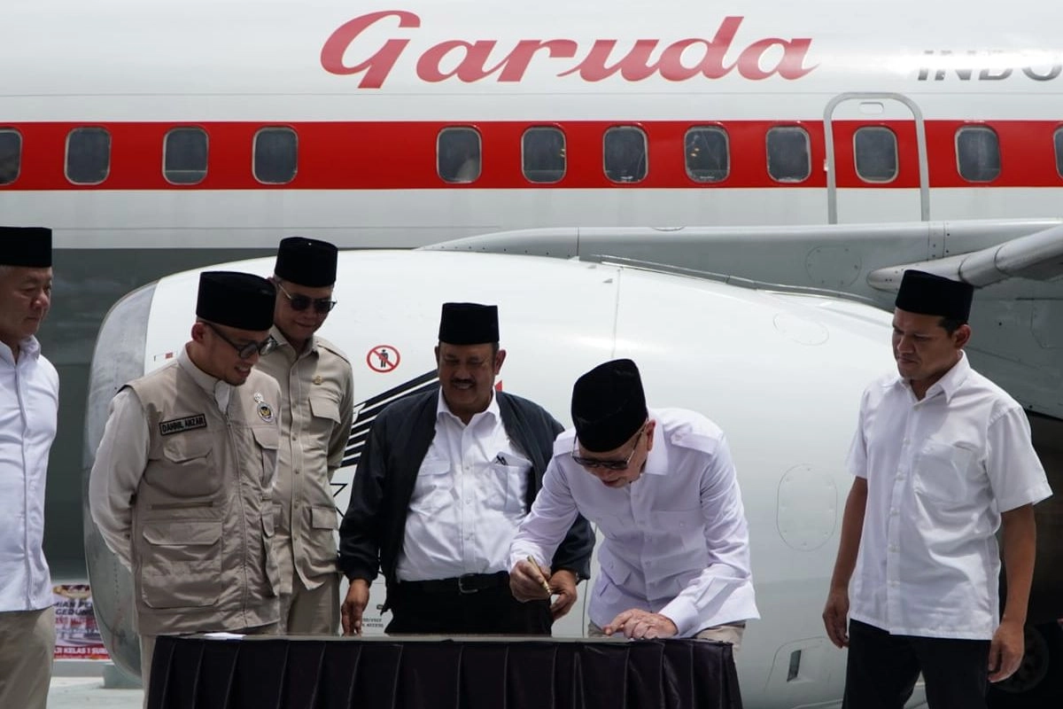 Garuda Indonesia Hadirkan Mockup Pesawat Haji di Aceh