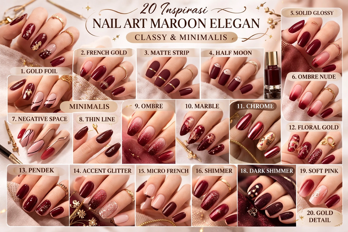 20 Inspirasi Nail Art Maroon Elegan untuk Tampilan Classy