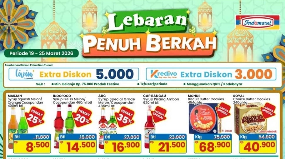 Promo Indomaret Lebaran 2026 Lengkap: Diskon Biskuit Kaleng, Sirop, hingga Sembako
