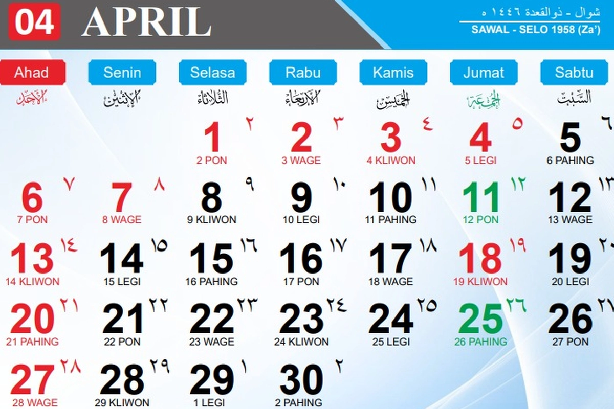 Daftar Libur April 2026, Ada Long Weekend