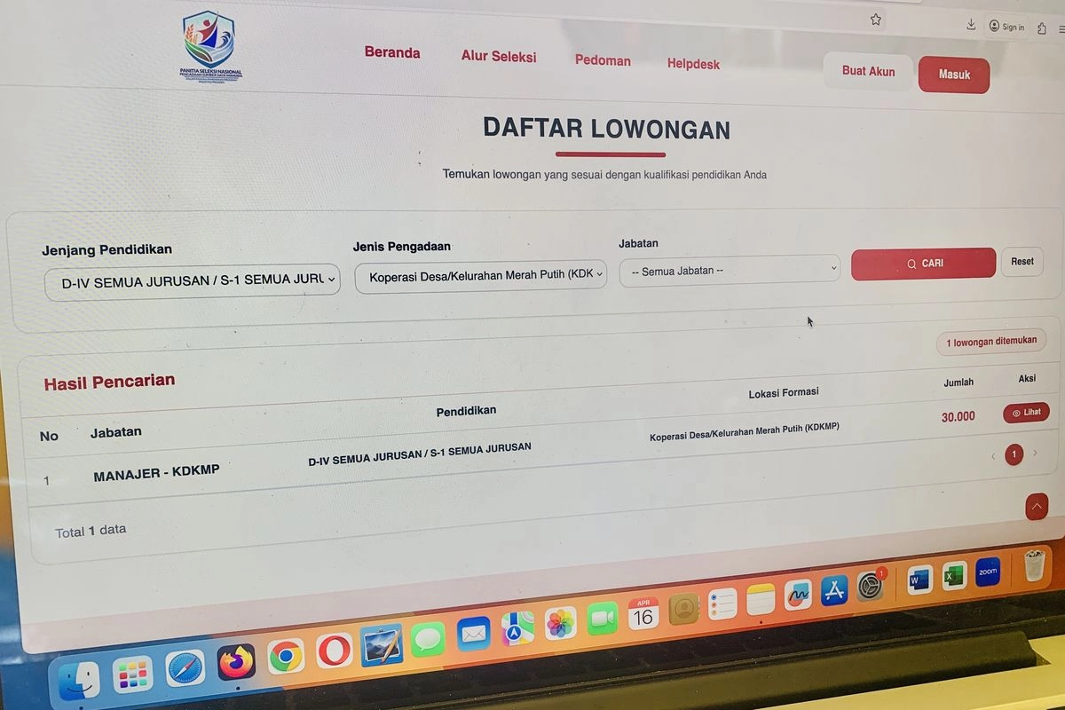 Link Rekrutmen Manajer Koperasi Desa Merah Putih, Buka hingga 24 April 2026