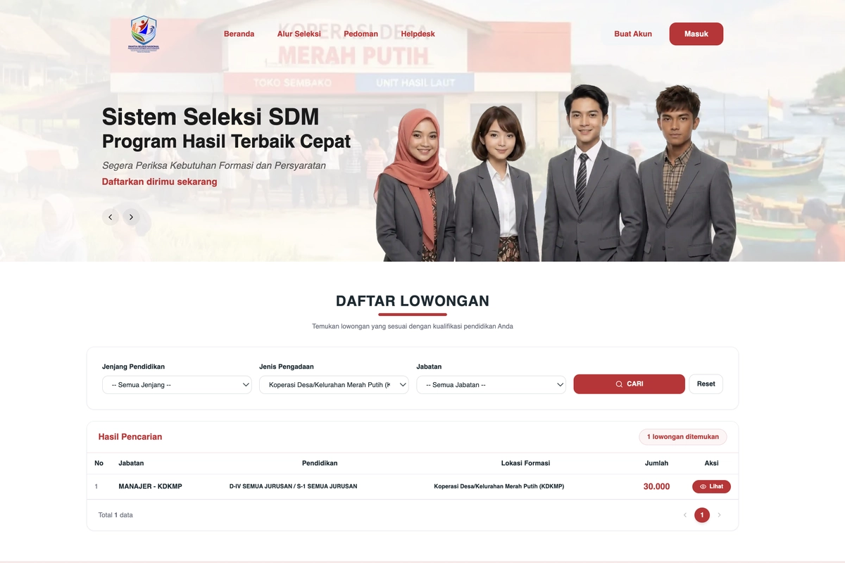 Loker Manajer Kopdes Merah Putih 2026, Lolos Jadi Pegawai BUMN, Ini Link Daftarnya