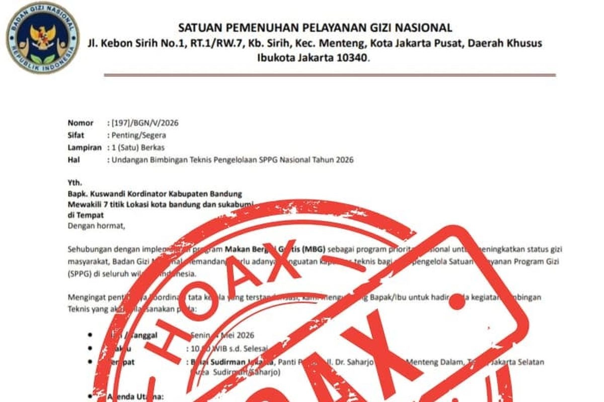 BGN Tegaskan Undangan Bimtek SPPG 2026 yang Beredar Hoaks