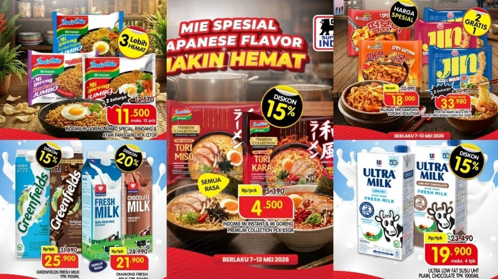 Promo Superindo Hari Ini 8 Mei 2026, Banjir Diskon Mi Instan dan Susu