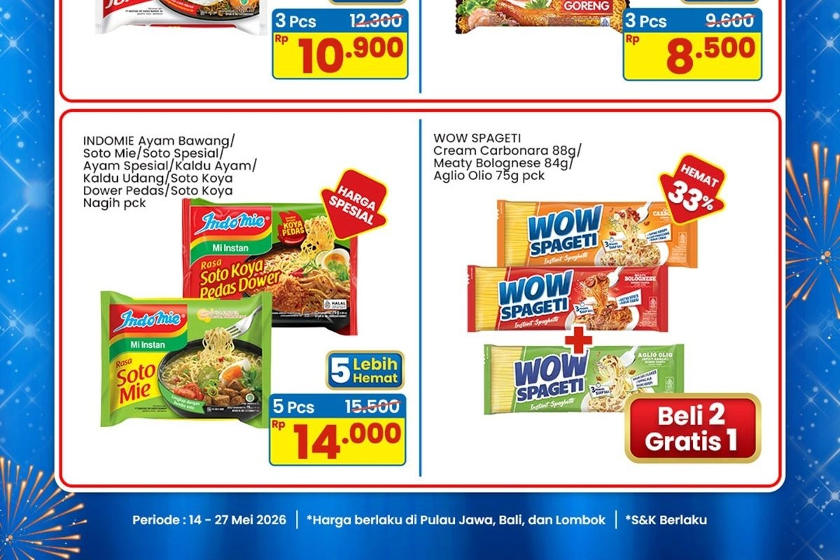 Promo Indomaret 14-27 Mei 2026, Indomie 5 Bungkus Cuma Rp 14 Ribu