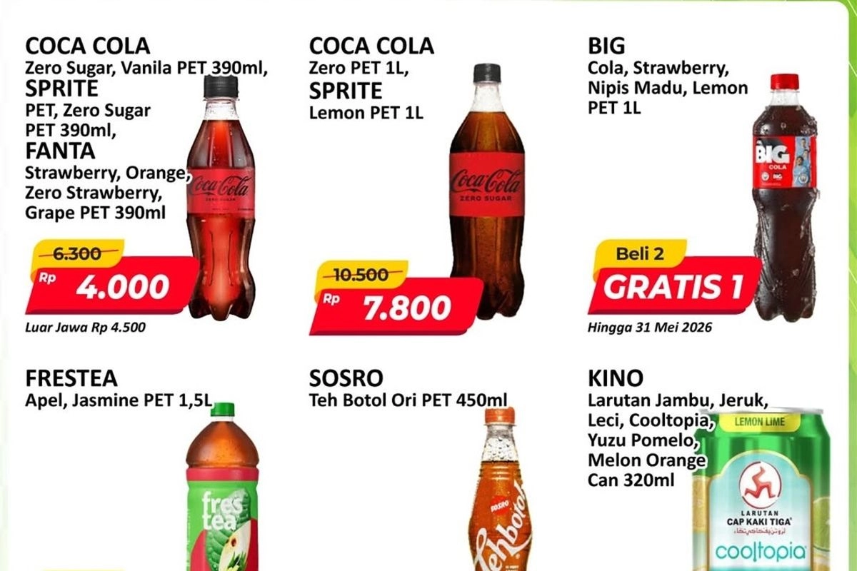Promo Alfamart Periode 26 Mei-2 Juni 2026, Coca Cola 1 Liter Cuma Rp 7.800