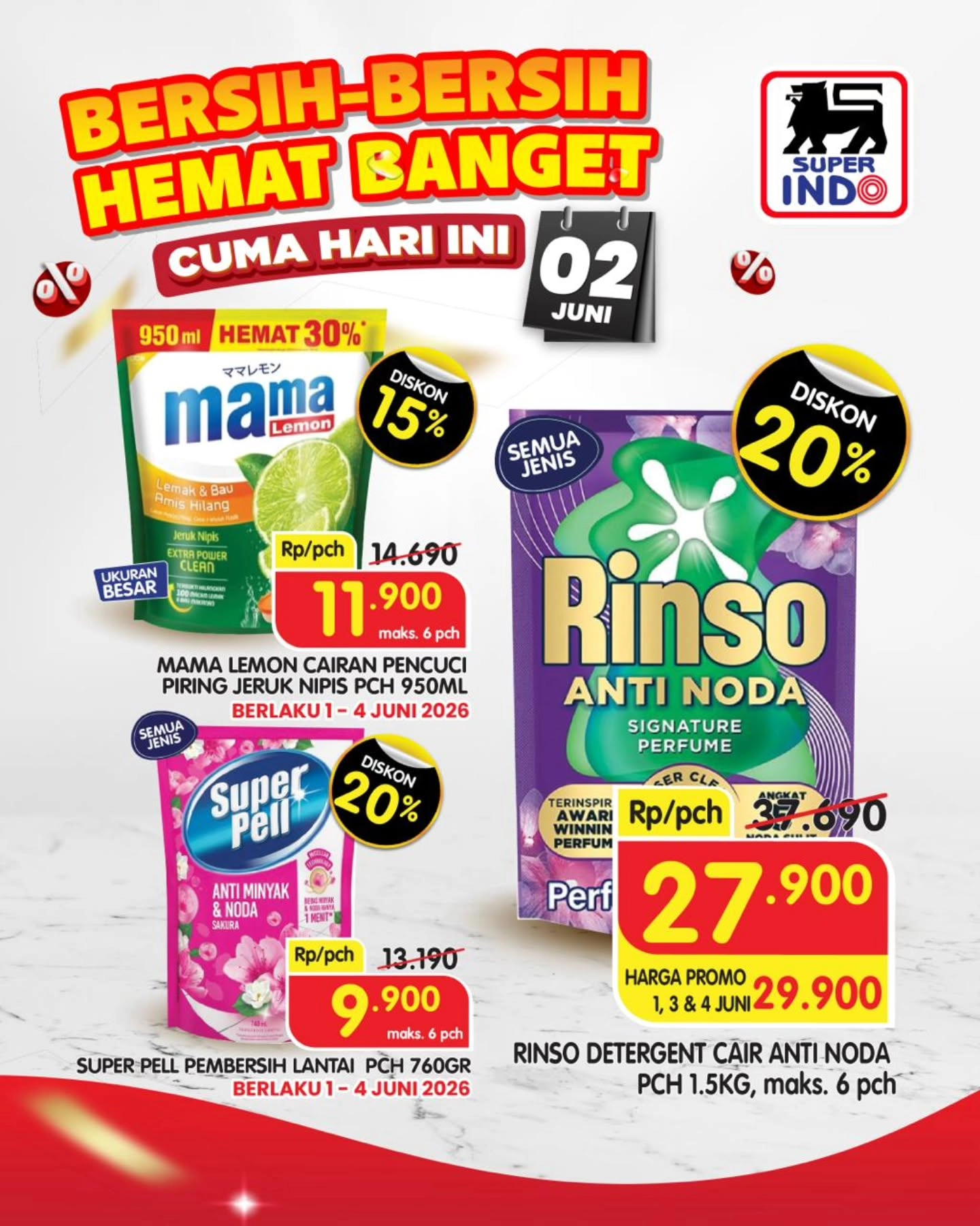 Promo Super Indo Hari Ini 2 Juni 2026, Diskon hingga 20 Persen Produk Kebersihan