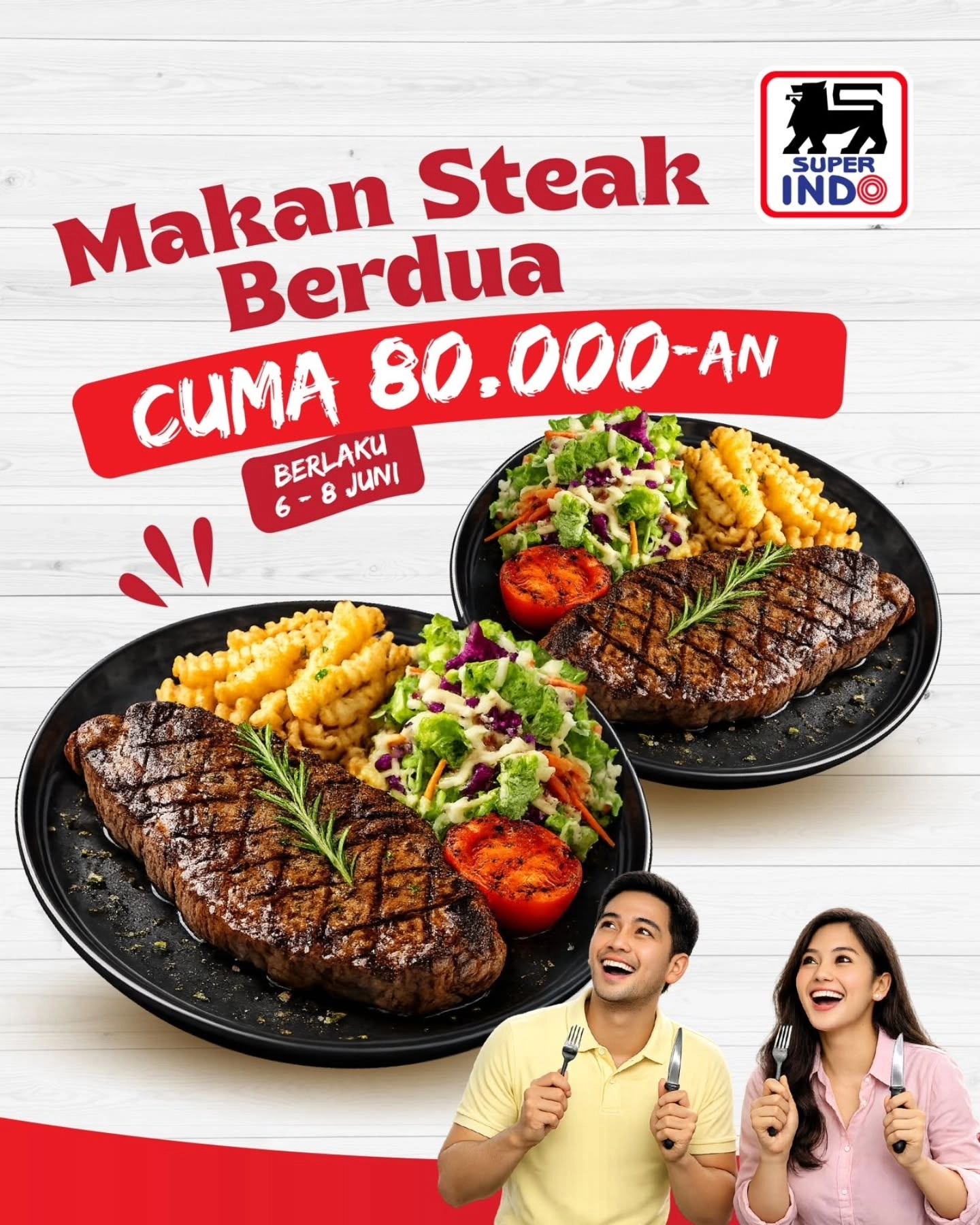 Promo Super Indo Hari Ini 8 Juni 2026, Beli 2 Sirloin Steak Gratis Voucher Rp 10.000