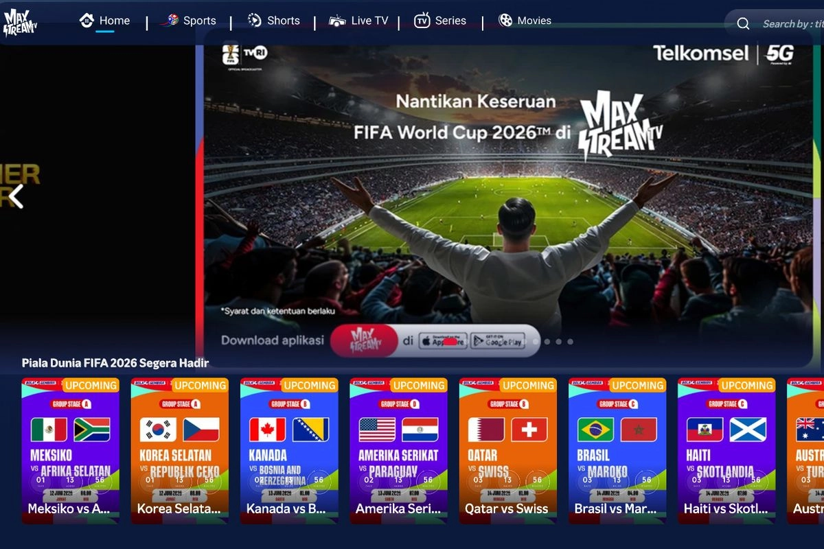 Cara Nonton Piala Dunia 2026 di Smart TV lewat Aplikasi MAXStream